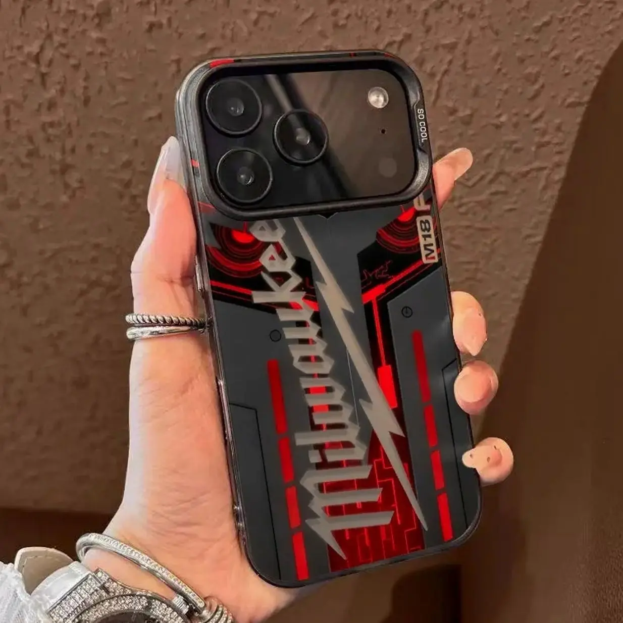 Thunderbolt Mecha Style Technology and Fashion TPU Laser Crafted Phone Case Compatible with iPhone 17, 16, 15, 14, 13, 12, 11, X & Galaxy