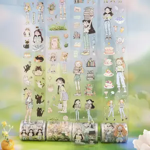 Pet Material Decorative Adhesive Tape Roll, Character Design, Perfect Gift for Birthdays & Festivals, Ideal for Scrapbooking & Bottles