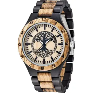 Men's Handmade Wooden Watches Mens Lightweight Analog Quartz  Mens Wrist Watch