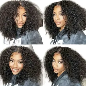 Oc Rhodes Hair 250% Density Kinky Curly Bob Wig Ready to Wear Glueless Wigs Pre Cut Lace Bleachde Konts Closure Wigs Human Hair Wig Lace Front Wigs Pre Plucked for Women Springtok