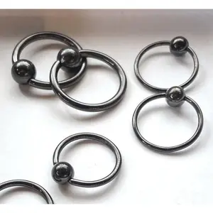 PAIR Black Captive Bead Rings CBR's Nipple, Septum, Helix, Tragus Piercings