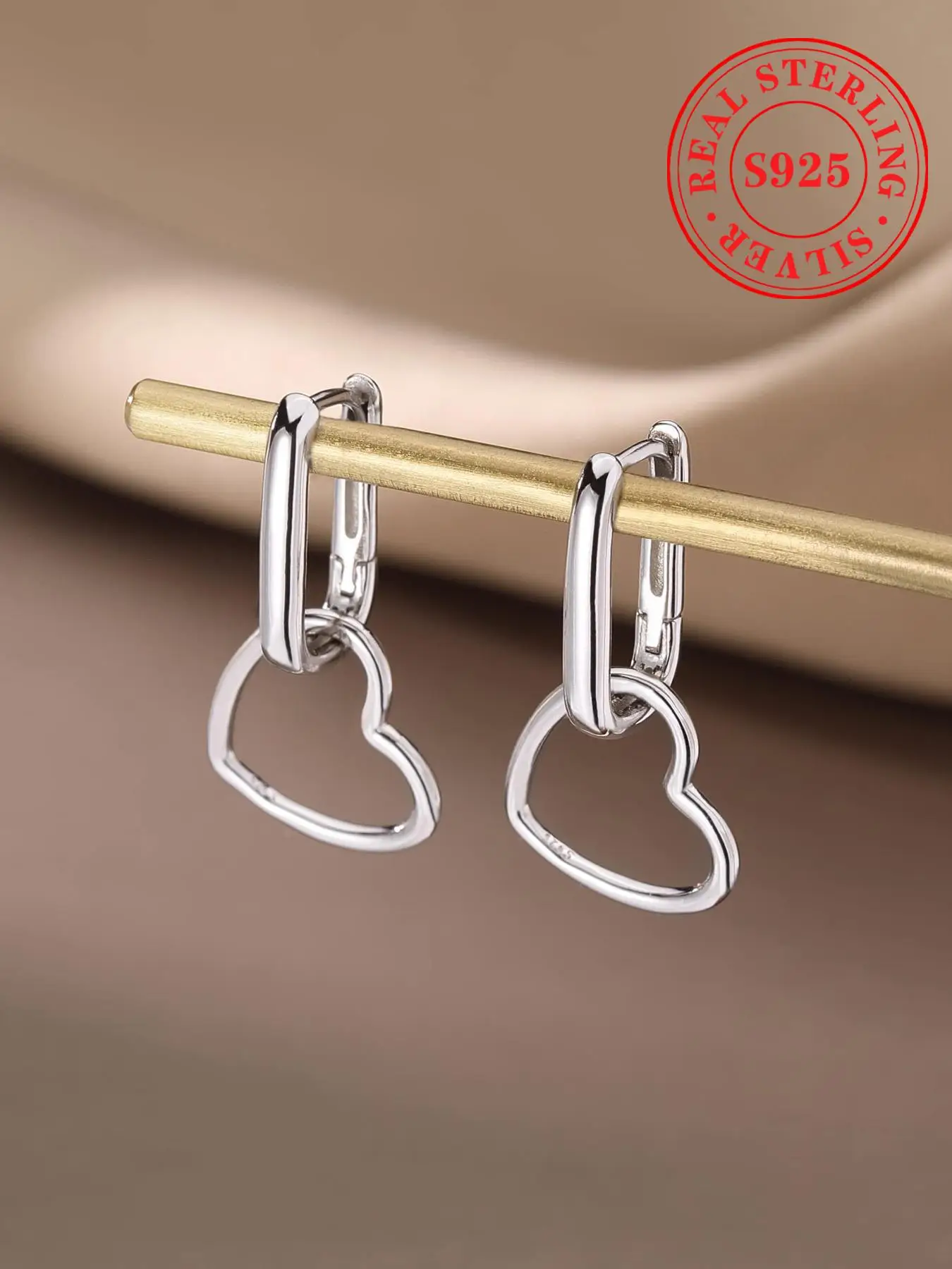 925 Sterling Silver Heart Shaped Hoop Earrings, Fashionable Earrings for Women & Girls, Trendy All-match & Exquisite Jewelry for Birthday Gift, Valent