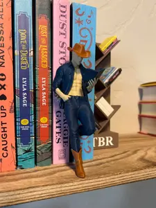 Reading Cowboy Bookshelf decor | Full Color, Book Lover Shelf Decor | Western Bookshelf Decor | Book Nook Decor | Cowboy Reader Gift