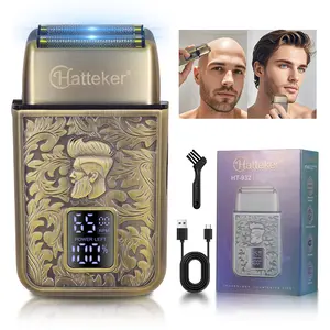 Hatteker Vintage Electric Shaver with Floating Dual Blade, Three Speed Settings, LCD Display, Perfect Gift for Boyfriend