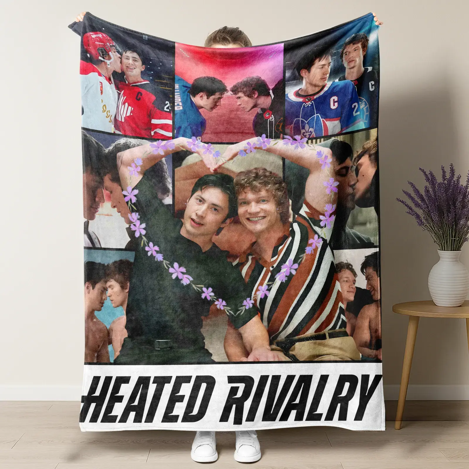 Heated Rivalry BL Themed Blanket Hollanov Shane Hollander & Ilya Rozanov Iconic Scene Collage Blanket Sofa Bedroom Dorm Couch Office Car Travel Home Bedding