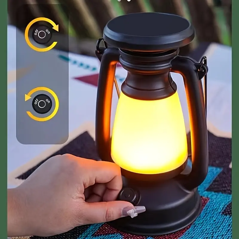 Portable Camping Lantern Rechargeable Atmosphere Lamp Outdoor Tent Light Retro Kerosene Lamp Portable