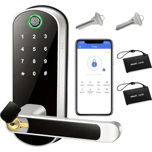 Keyless-Entry Fingerprint  Door Lock:  Digital  Lock with Code Passcode, Electric Door Knob, Biometric Door Handle,  for Exterior/Interior/Entry/Bedroom Doors ()