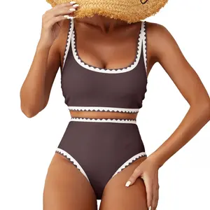 Aleumdr Women's Bikini Sets Floral Print Whip Stitch 2 Piece Swimsuits High Waisted Scoop Bathing Suits Summervibes Vacationoutfits Summerstyle