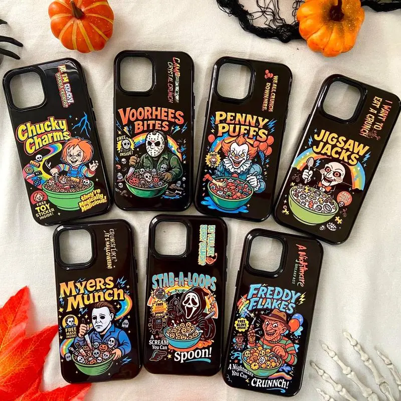 Horror Character Rubber Smartphone Case - Custom Plastic Design with Chucky-Freddy-Myers Prints, Shock Resistance, Compatible with iPhone 17 Air,Xs,11-16 & Samsung S21-S25 Plus Ultra (Check Sizes for More Devices)