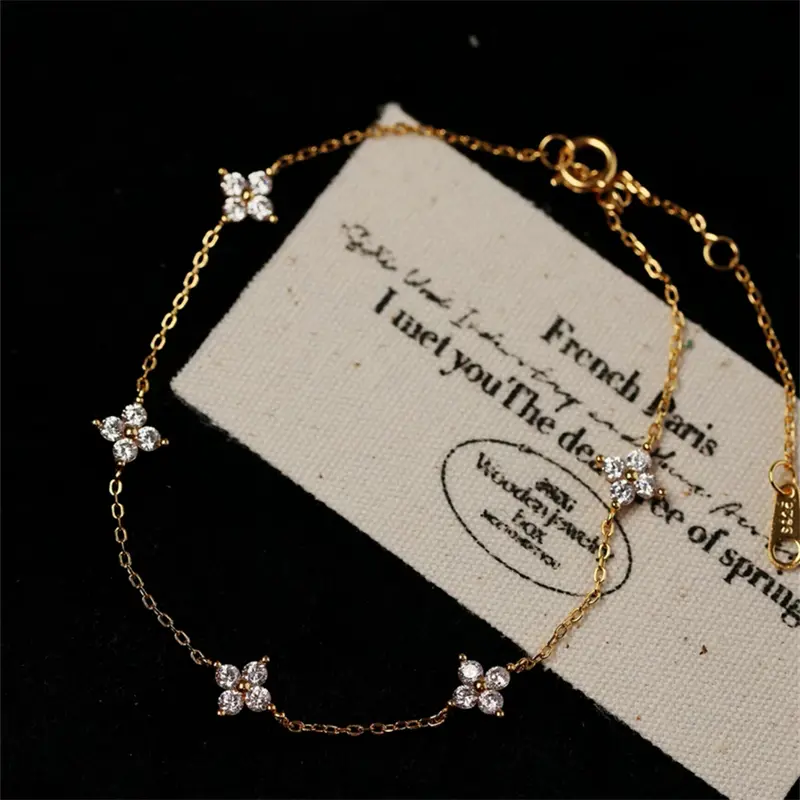 2026 New Crystal Flower Stainless Steel Bracelet Women Fashion Personality Korean Bracelet Jewelry Accessories Anniversary Gift