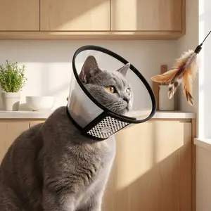 Adjustable Recovery Cone – E-Collar for Cats/Puppies/Rabbits, Protective Wound Healing Neck Cover, 8.1 in