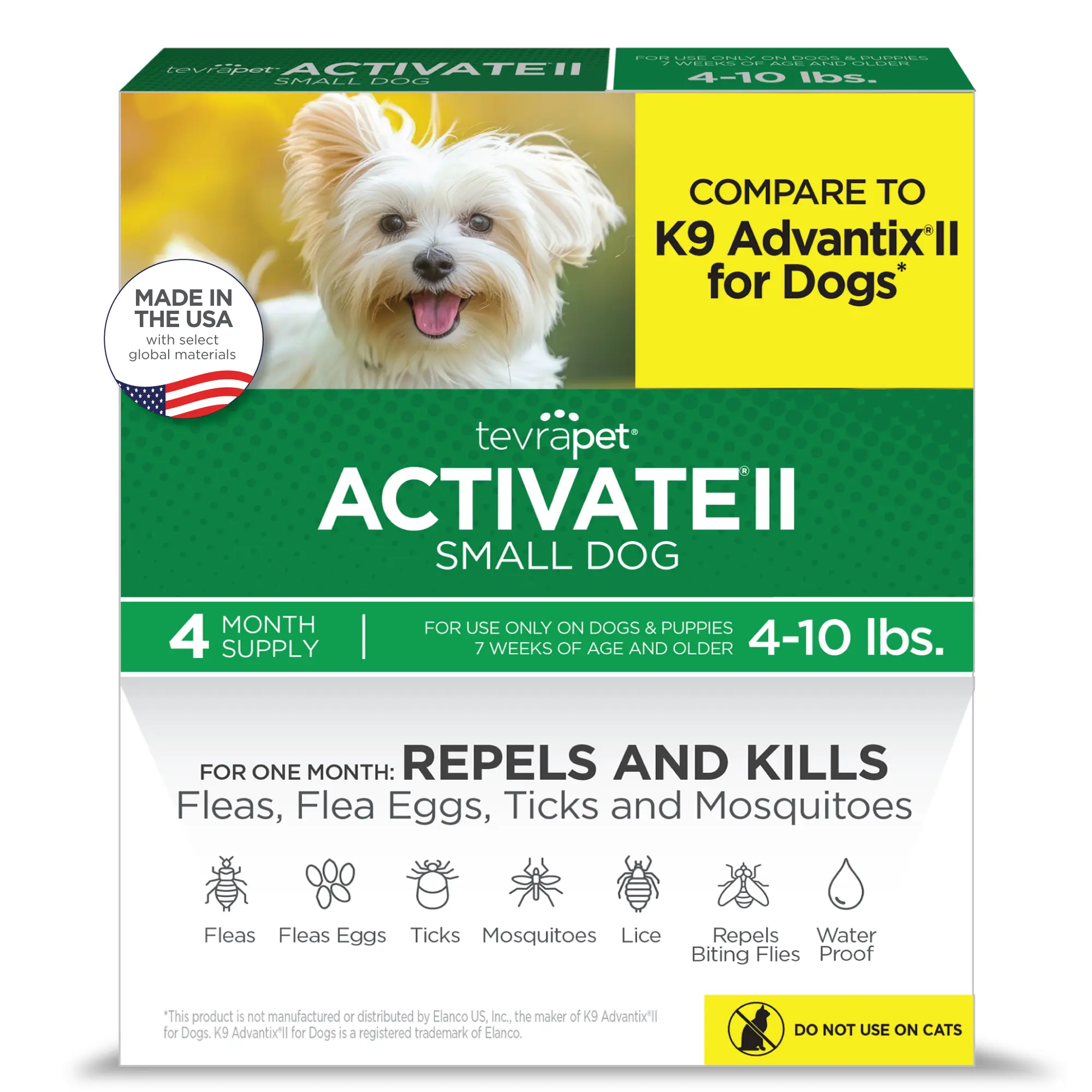 TevraPet Activate II for Dogs, Repels Fleas, Flea Eggs, Ticks, and Mosquitos
