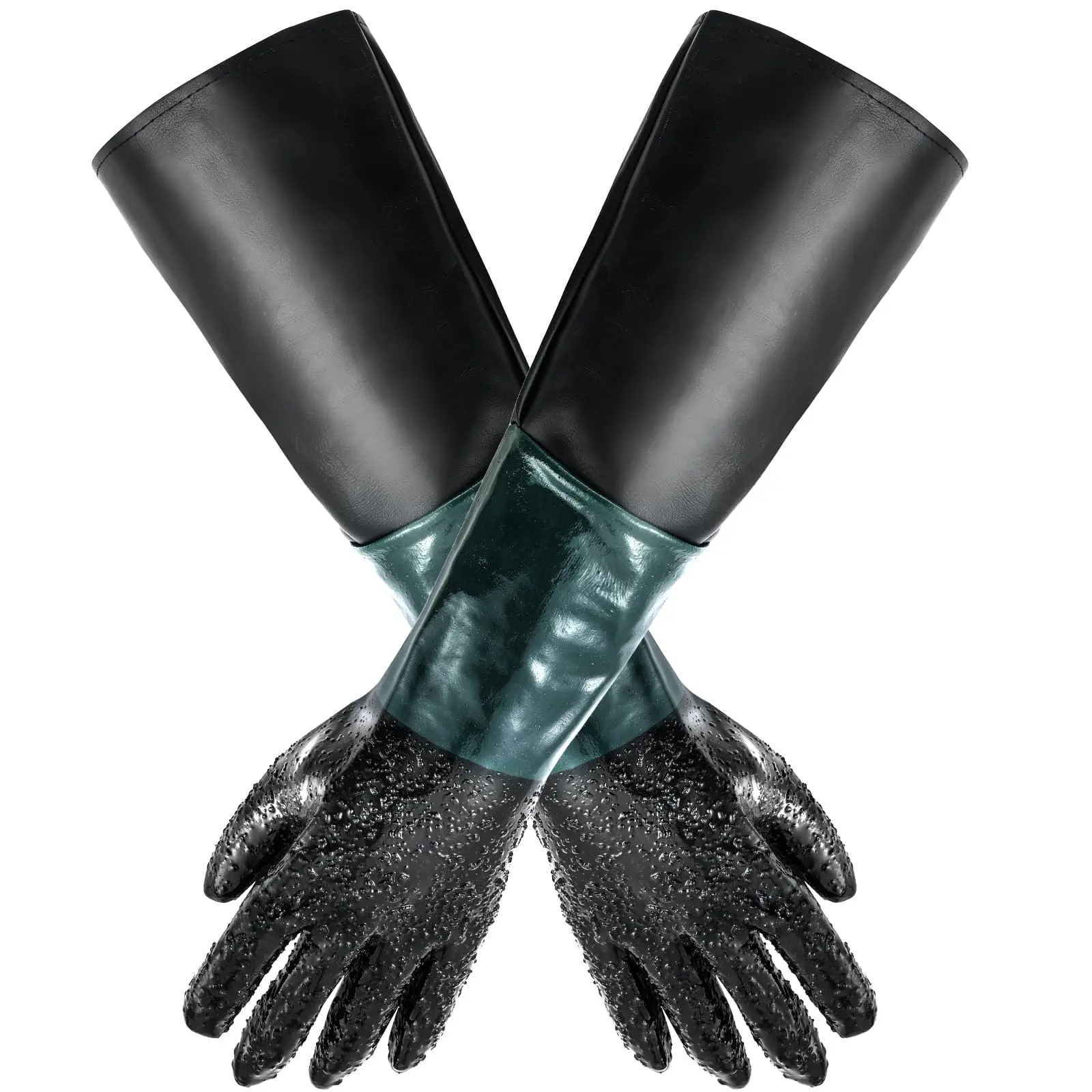 Sandblasting Gloves 23.6 Inch Rubber Sandblast Cabinet Gloves Abrasive Blasting