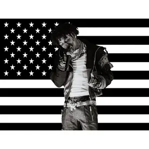 YoungBoy Black American Flag Polyester Tapestry - Live Performance Photo Print Wall Hanging, Hip Hop Aesthetic Home Decor, Machine Washable for Bedroom, College Dorm