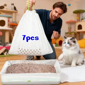 7pcs Cat Litter Box Liners, Litter Tray, 31x18 Inch Sifting Litter Bags, Self-Cleaning, Disposable Tear-Resistant Poop Bag for Pets