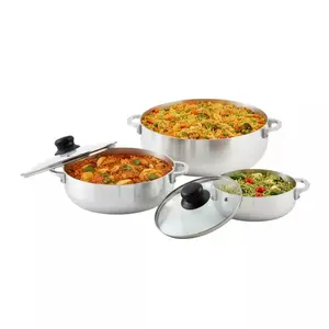 IMUSA 3-Piece Basic Caldero Set with Glass Lids Aluminum Cookware 1.5Qt 3.5Qt 7Qt Gas & Electric Stove Compatible for Rice Beans Soups Stews - Kitchen, Oven