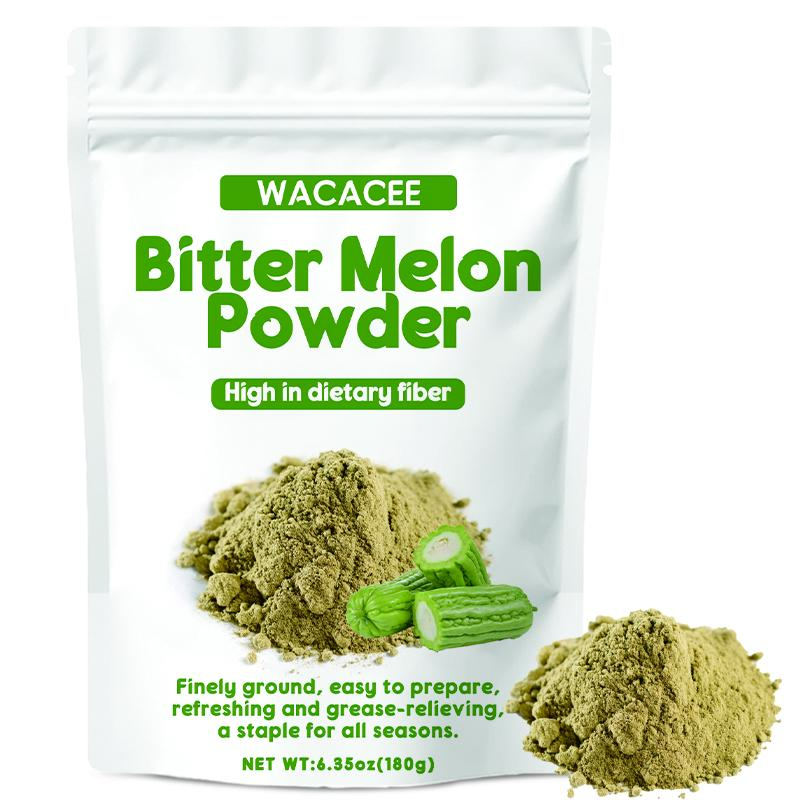 WACACEE Natural Dry Bitter Melon Beverage Powder, 6.35oz (180g), 24 Months Shelf Life, Low-Temperature Dehydrated, Finely Ground, No Additives, Easy-Dissolving, Convenient Brewing Home Wellness Fruit & Vegetable Ingredient, Sealed Packaging, No Preservati