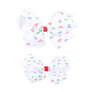 Easy as ABC Print Grosgrain Hair Bow