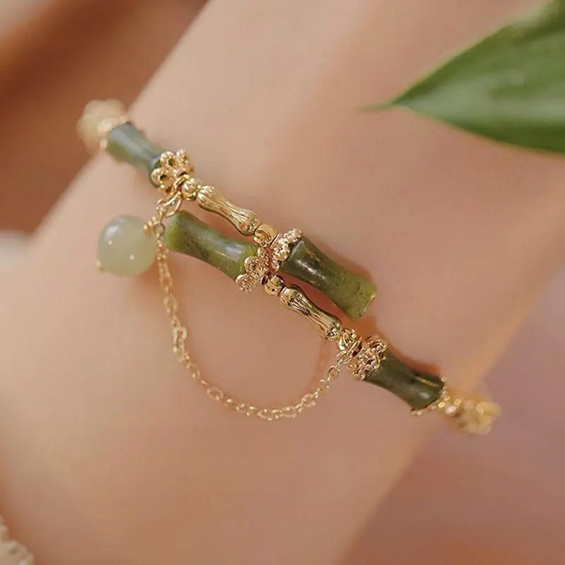New Chinese Style Bamboo Imitation Jade Bracelet Female Ins Special-Interest Design High-Grade Bracelet New Chinese Style Bamboo Imitation Jade Bracelet Female Ins Special-Interest Design High-Grade Bracelet