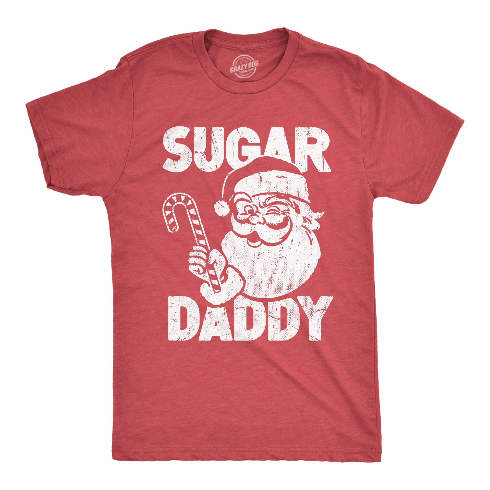 Mens Sugar Daddy T Shirt Funny Xmas Santa Claus Candy Cane Joke Tee for Guys Mens Funny T Shirts Cool Vintage Fashion T-Shirt Gift Classic Menswear Christmas Apparel for Men Funny Sarcastic Short Sleeve Novelty Red -