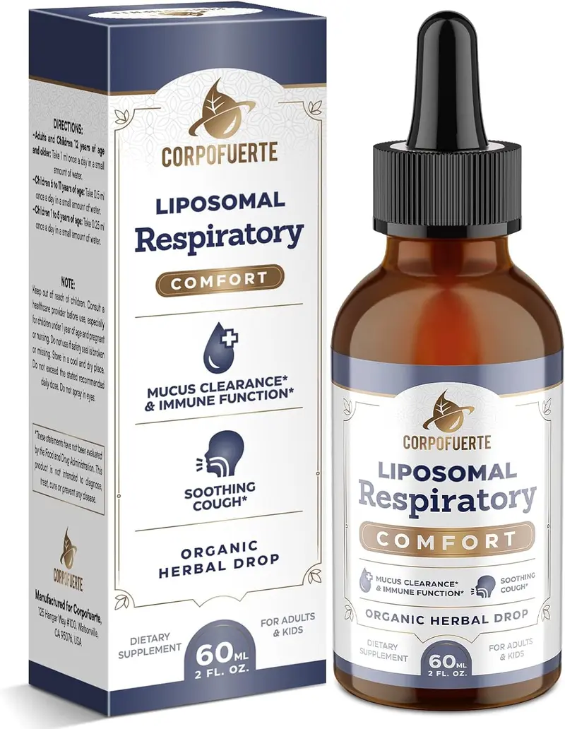 Liposomal Respiratory Relief Drops - Mullein Drops for Lungs with Elderberry, Licorice Root, and Slippery Elm Bark - Support Lung Cleanse and Mucus Relief - Suitable for Kids and Adults (1Pack)