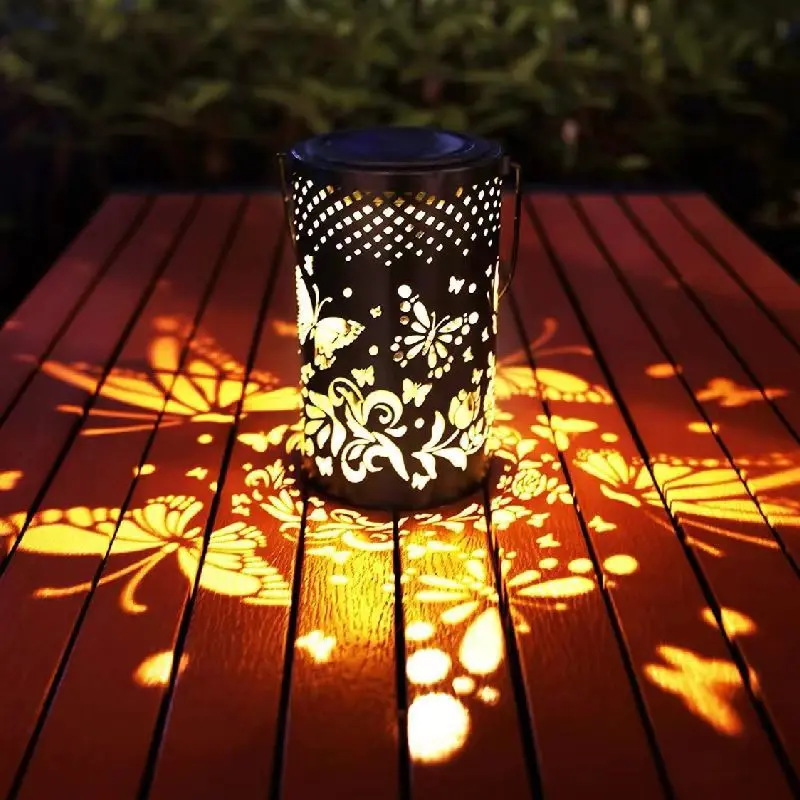 Hollowed-Out Metal Butterfly Solar Lanterns - Outdoor Hanging Water Resistant LED Garden Lights, Birthday Gifts for Women, Mom & Grandma, Patio Yard Home Improvement Decor