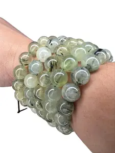 Prehnite Crystal Bracelet with Epidote Stone for Women and Men Bohemian