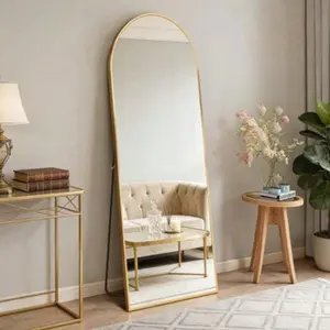 🏡 59" x 16" Arched Full Length Mirror ✨ Gold Aluminum Alloy Frame | Freestanding Floor Mirror for Bedroom, Living Room & Dressing Area
