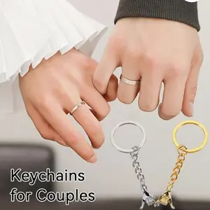 Pinky Promise Keychain, Valentine's Day Anniversary Keyring Birthday Gift Matching Key Chain for Girlfriend Boyfriend