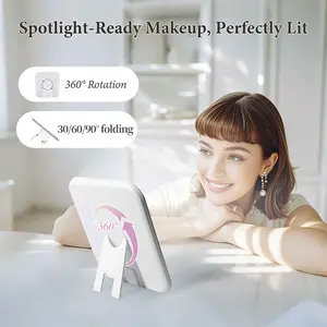 Portable Makeup Bag with 3-Color Light Detachable Mirror 2000mAh Rechargeable Waterproof Leather Organizer Compact Travel Cosmetic Pouch Vanity Purse Zip