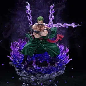 40cm Anime One Piece Figurine Roronoa Zoro Three Heads and Six Wano Country Action Figures PVC Collection Model