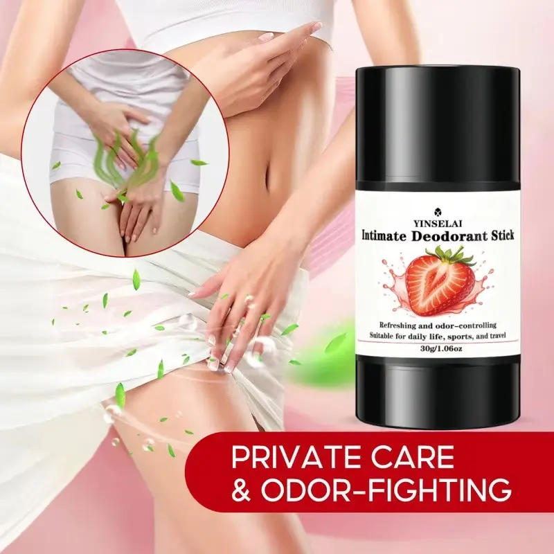 Strawberry Intimate Deodorant Stick, 72hr Odor Control, Moisturizing, Anti-Friction, Ideal for Sweaty Sports, Private Care