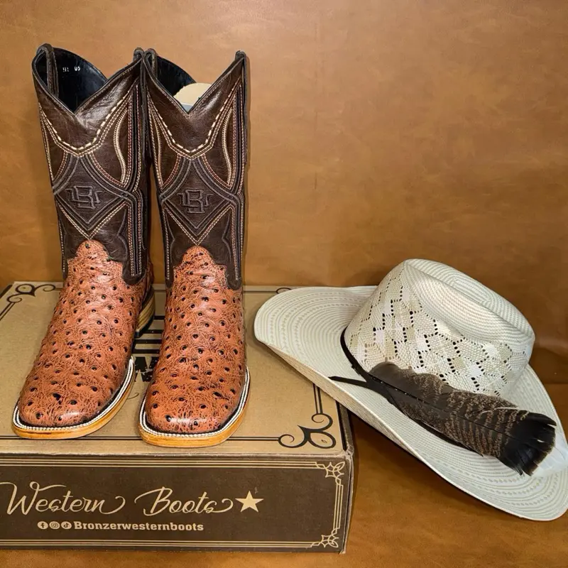 Ostrich Printed Cowboy Boots