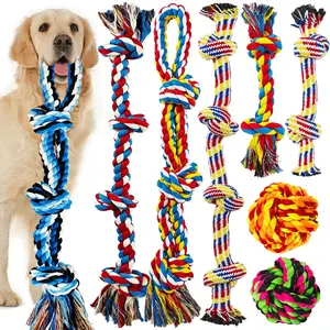 Large Dog Chew Toys for Aggressive Chewers, 12 Pack Indestructible Dog Rope Toys for Large Breeds, Heavy Duty Dental Cotton Rope Dog Toys, Puppy Teething Chew Toys, Tug of War Dog Toy Yileqi