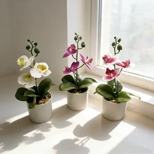 Artificial Orchid Potted Plant, 3 Counts Faux Orchid, Decorative Flower for Home Office, Lifelike Artificial Flower, Home Decor Supplies, Decoration, Indoor Plants Decor, Artificial Orchid Flowers