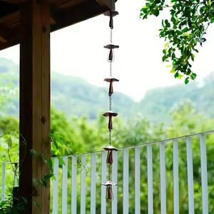 Easy Iron Mushroom Rain Chain, Iron Mushroom Wind Chime, Garden Rain Chain, Outdoor Decoration, Gift for Dad, Spring and Summer, Weather Resistant, Iron Material