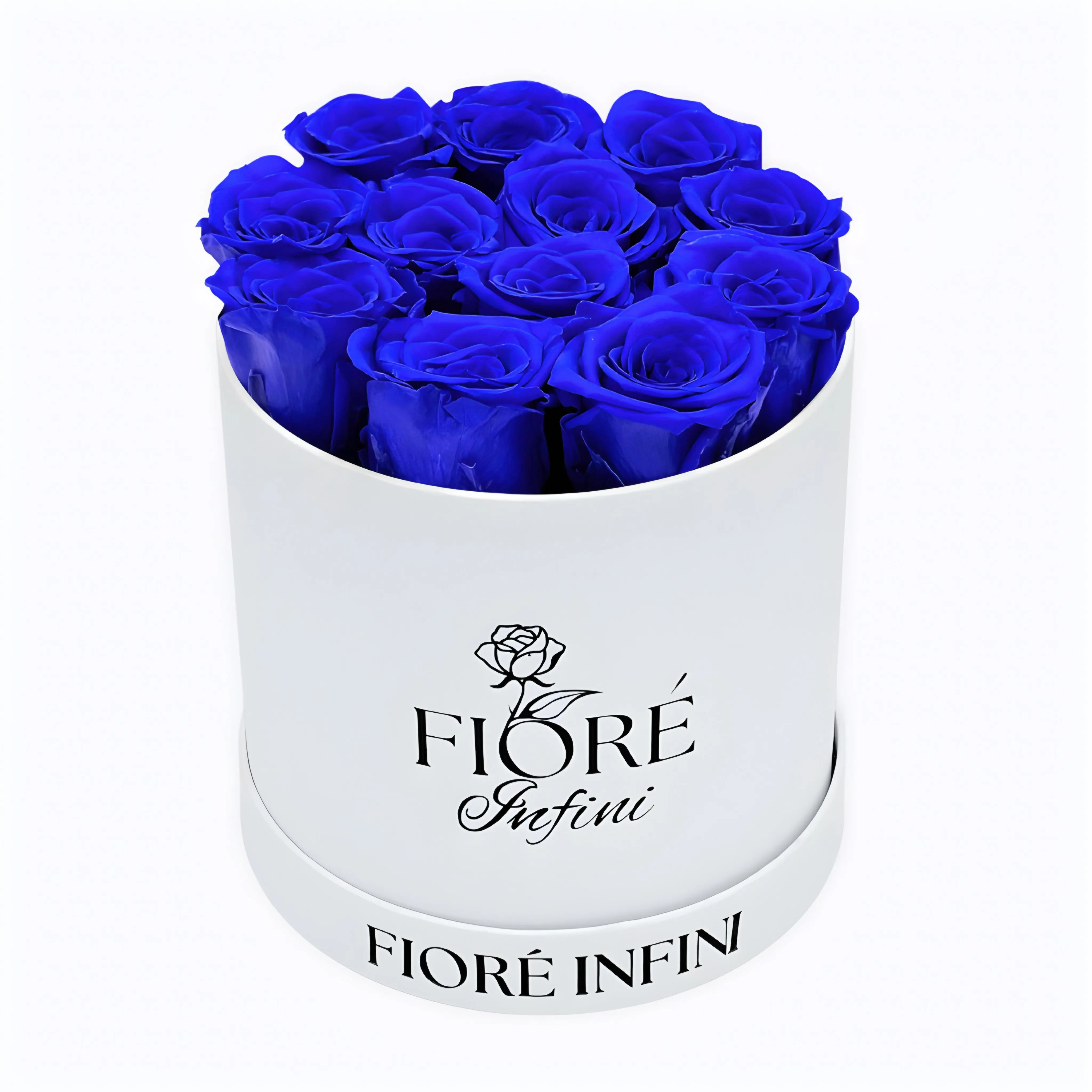 Royal Blue Roses In A Round White Box