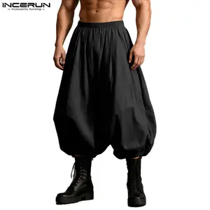 INCERUN Men's Wide Leg Harem Pants Drop Crotch Balloon Trousers Baggy Yoga Samurai Pants Boho Resort Style Bottoms