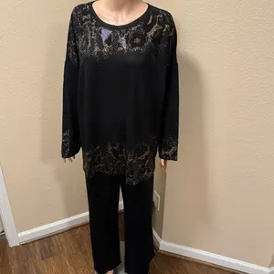 Ombre Two Piece Set Rhinestone Design With Pockets