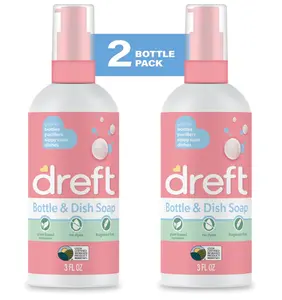 Dreft Bottle and Dish Soap | Made to Clean Baby Bottles, Sippy Cups, Pacifiers, Breast Pumps, & More | Gently Removes Milk Film & Odors | Plant Based, Fragrance Free Dish Soap | 3 Fl Oz (Pack of 2)