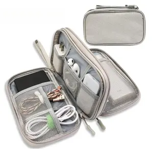 Cable Storage Bag, Portable Double Layer Makeup Storage Box, Waterproof Stationary Storage Container, Travel Organizer for Summer Outdoor Travel, Summer for Gift