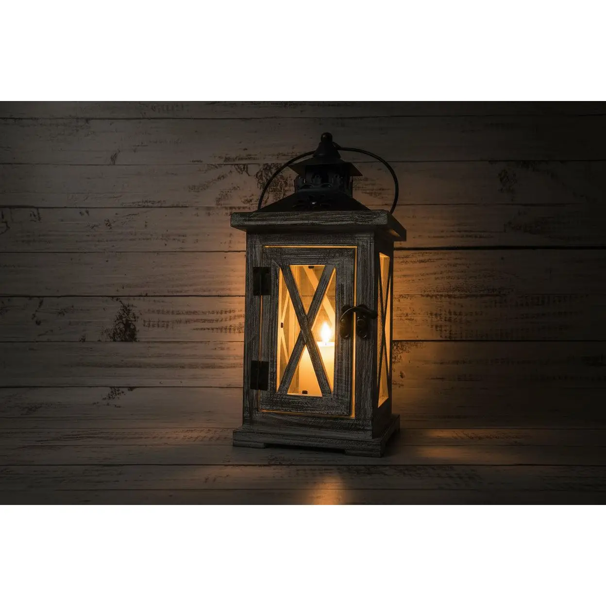 11" Brown Rustic Farmhouse Candle Lantern Set of 2 - Decorative Soft Glow Candle Holder, Indoor/Outdoor Home Decor Room Accessory