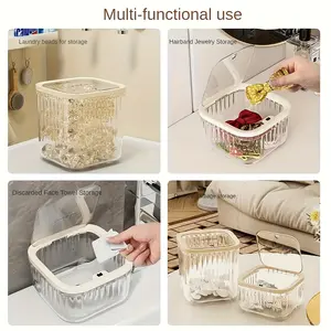 Multi-functional Large-capacity Press-type Laundry Pod Storage Jar Bathroom Accessory Organizer – Space-saving for Laundry Pods