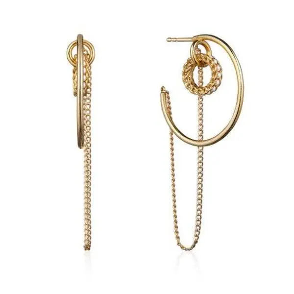 Gentler Gold Hoop Earrings With Chain