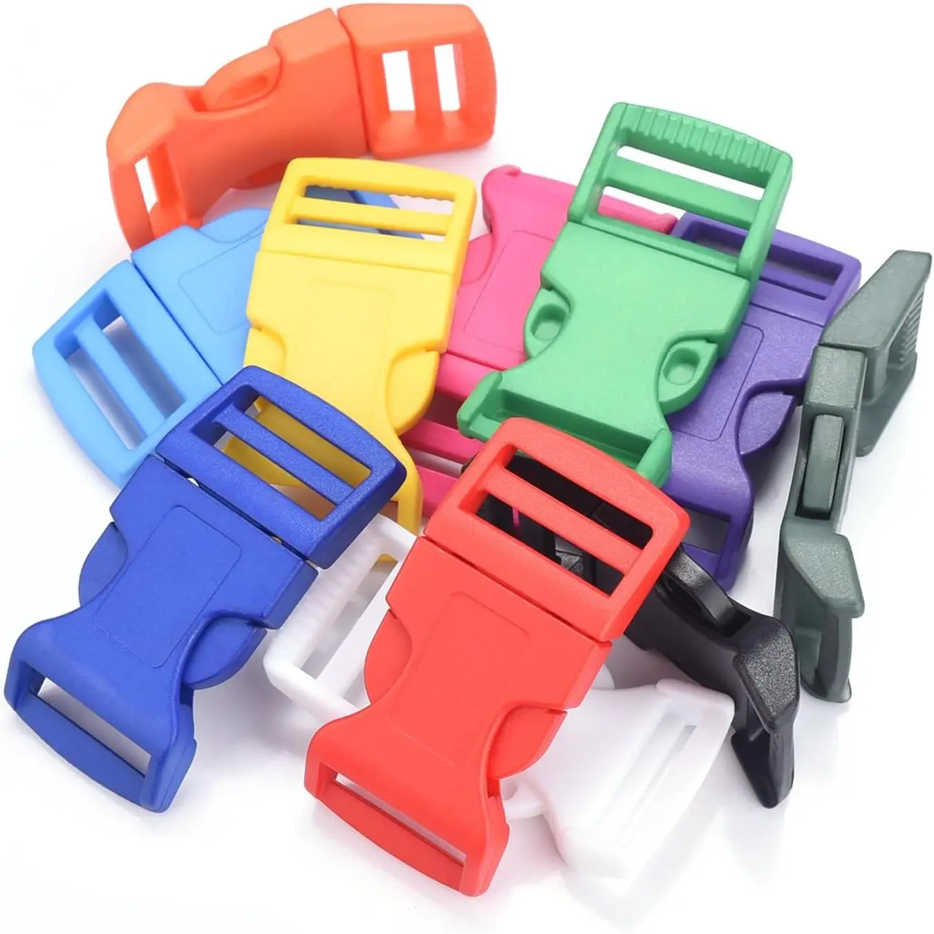 10Pack Assorted 1Inch (26mm/66mm) Contoured Plastic Side Release Buckles - 3/4Inch Black (31.5mm) Outdoor Paracord Replacement Buckles for Paracord Bracelets, Backpack Straps, 10Pack Assorted 1Inch Side Release Buckles, 1Inch Assorted 10Pcs