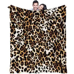 1PC Classic Leopard Print Flannel Blanket, Soft Stylish Throw Blanket, Warm Lightweight Gift Blanket with HD Digital Print, Cozy for Couch, Bed & All-Season Use