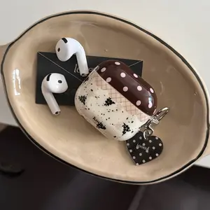 Elegant Polka Dot Heart Charm Earphone Case for Apple AirPods Pro 3/2/4/3/2 Cases, Stylish Women's Headset Cover, Earphone Protective Cover