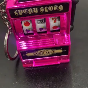 Mini Retro Fruit Slot Machine Keychain – Electroplated Stress Relief Toy, Vintage Arcade Design, Fun Bag Charm Accessory Electroplated Fidget Toy for Stress Relief & Fun