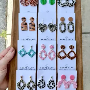 Basket Earrings- Animal Print Earrings with Resin - Polymer Clay Handmade Earrings for TikTok LIVE