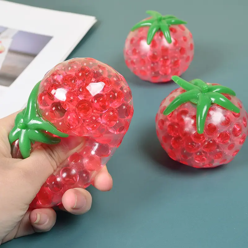 Novelty Bead Filled Tomato Squeeze Toy - TPR Soft Squishy, Beaded Fruit Decompression Fidget for Kids & Adults anxiety stress
